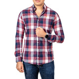 Camisa Hombre Casual Cuadros Blancos Marino Rojo Alexis Roma