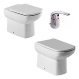 Set Completo Inodoro Corto Bidet Dama Senso Griferia Peirano