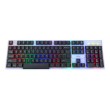 Teclado Gamer Noganet Nkb-216 Qwerty Español Color Negro Y Plata Con Luz Rgb