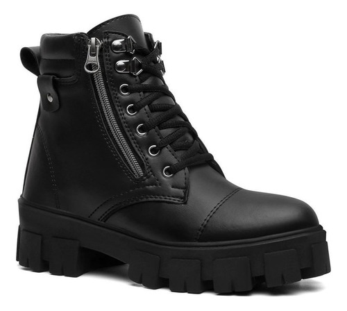 Bota Coturno Feminino Zíper Blogueira Sola Tratorada Jdk524