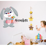 Vinil Decorativo Infantil Conejo Nombre Personalizado A