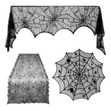 Kit Mantel Halloween Mesa Camino Telaraña Rectangular Encaje