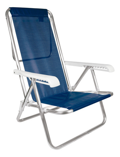 Cadeira Praia Alumínio Reforçada Reclinavel 8 Posições