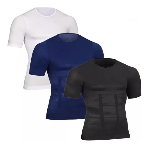 Pack 3 Polera Reductora Hombre Comprensión Slim Faja Abdomen