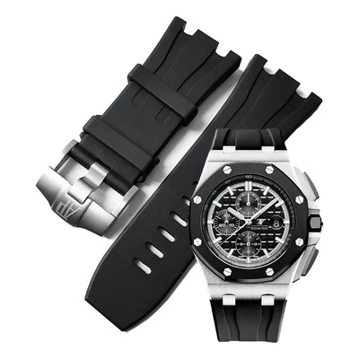 Extensible De Caucho Negro 28mm Con Hebilla Para Audemars Ancho De La Correa 28 Mm | Envío gratis