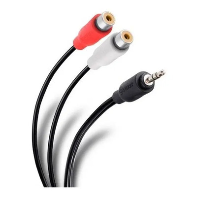 Cable adaptador AUX y RCA de 2 RCA hembras a 1 Aux macho Steren 255-038 negro de 15cm | Meses sin interés