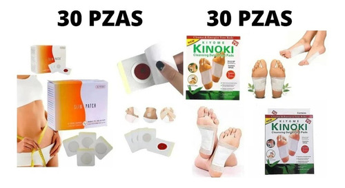  Parches Desintoxicantes Cuerpo Kinoki 30 Pz + 30 Slim Patch