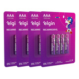 16 Pilha Palito Recarregável Aaa 1000 Mah 4 Blister Elgin