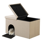 Caja De Arena Para Gatos, Muebles Ocultos, Otomana Con Tapa,