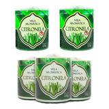 Kit 5 Vela Citronela Aromática 130g Repelente Pernilongo Cor Verde