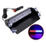 Baliza 12v Parabrisa Led Estroboscopica Azul Rojo