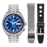 Relógio Orient Automático F49ss029 Limited Edition 50th Cor Da Correia Prateado Cor Do Bisel Prateado Cor Do Fundo Azul