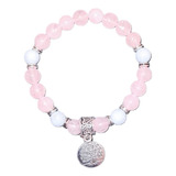 Pulsera Aguamarina Cuarzo Rosa Árbol De La Vida Regalo Reiki