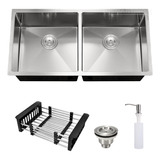 Cuba Dupla Inox Quadrada Gourmet Cozinha 88x40 Acessór Sq900