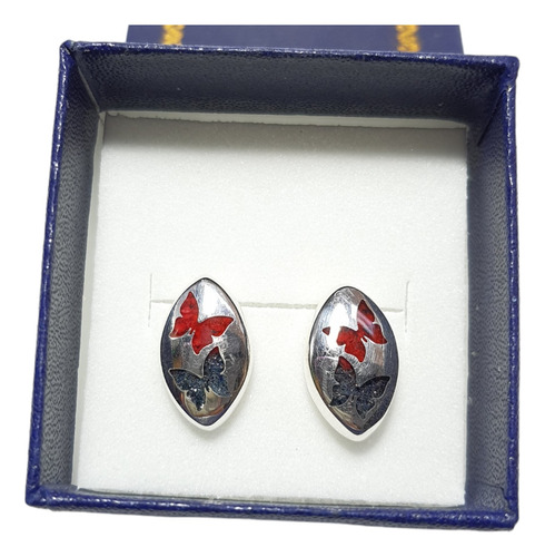 Aros Mariposas Plata 950 Dos Colores 