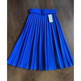 Falda Plisada Tableada Azul Rey Plus Size Para Mujer