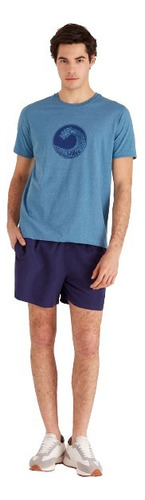 Short Macowens Liso Con Bordado Azul Marino Hombre 07779