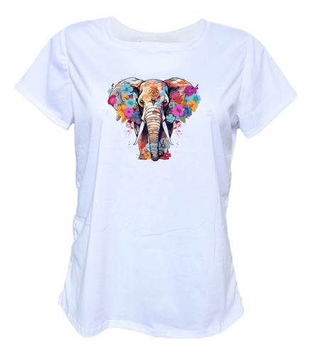 Blusa Playera Elefante Flores De Colores Dutu Fanelia