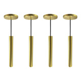 Kit 4 Pendente Luminária Tubo Dourado Escovado 30 Cm Iluminar Ambiente