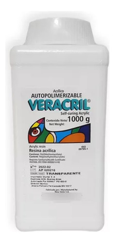 Acrilico Veracril Cristal Autocurado Odontologia Dental 1kg