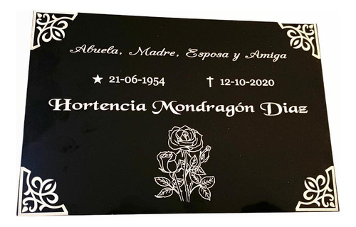 Placa Grabada Laser 10x15 Cm Negra Con Plateado Urna Trofeo