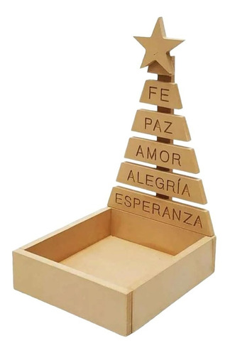 Hermosa Caja Decorativa Navideña Con Mensajes Para Regalo