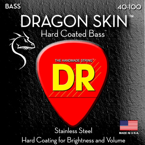 Encordoamento Dr Strings Dragon Skin Baixo 4 Cordas 40-100