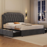 Base Cama 4 Cajones Cabecera Botones Altura Ajustable No Nec