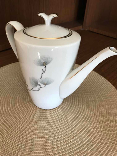 Única Cafetera De Porcelana Tsuji Con Bordes De Oro