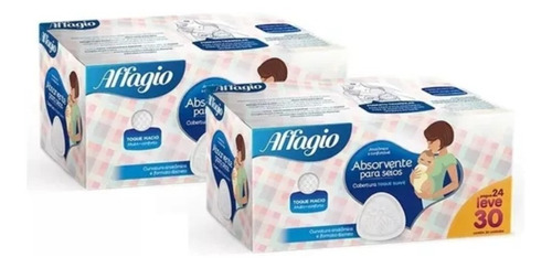 Kit 60 Absorvente Para Seios Toque Suave Affagio 2 Caixas