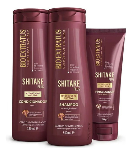 Kit Shitake (350ml) Shampoo, Condicionador Fin Termoprotetor