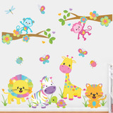 Vinilos Decorativos Infantil Selva Bebes 200x200 Cm Mod Af8c