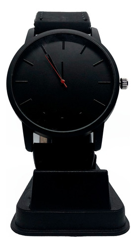 Reloj De Hombre Minimalista Moderno Malla Negra Eco Cuero 