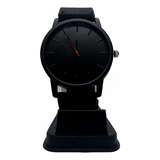 Reloj De Hombre Minimalista Moderno Malla Negra Eco Cuero 