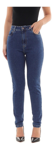 Calça Jeans Feminina Mom Básica Com Elastano 00201 Escura Co