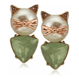 Betsey Johnson  Pearl Critters  Arete De Gato Con Pasador