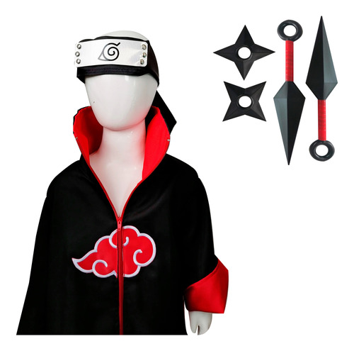 Disfraz Capa Akatsuki Naruto Sasuke Cosplay Boruto + Kunais