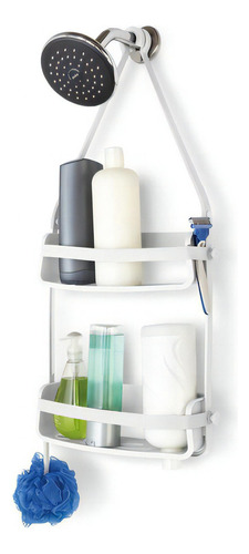 Porta Shampoo E Acessórios De Banho Duplo Flex Caddy Umbra Cor Branco