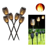 Set 4 Lampara Solar Antorcha Estaca Led Calida Flama Jardin