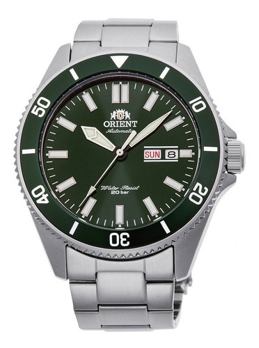 Reloj Orient Ra-aa0914e Hombre Diver Automático Kano Color De La Malla Plateado Color Del Bisel Verde Color Del Fondo Verde