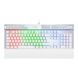 Teclado Gamer Redragon Yama K550 Qwerty Español Latinoamérica Color Blanco Con Luz Rgb