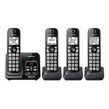 Panasonic Sistema De Teléfono Inalámbrico Expandible Con Bluetooth Link2cell, Asistente De Voz, Contestadora Y Bloqueo De Llamadas, 4 Auriculares Inalámbricos - Kx-tgd664m (negro Metálico)