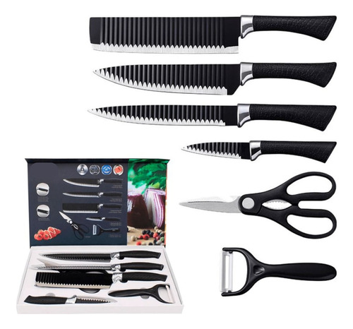 Set Kit Cuchillos De Cocina  Anti Adherentes 6 Piezas