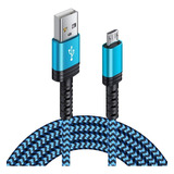Cable Cargador Usb A Micro Usb | 2 M / Azul Trenzado