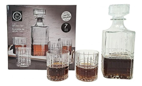 Set De Whiskey Whisky De 7 Piezas 1 Botella + 6 Vasos
