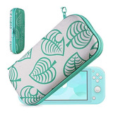 Estuche Compatible Nintendo Switch Lite Y Accesorios Hojas  