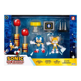 Boneco Sonic - Set Diorama C/ Sonic & Tails & Acessórios 