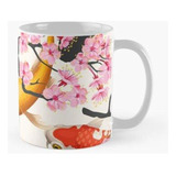 Taza Koi Carp Con La Planta De Sakura Calidad Premium