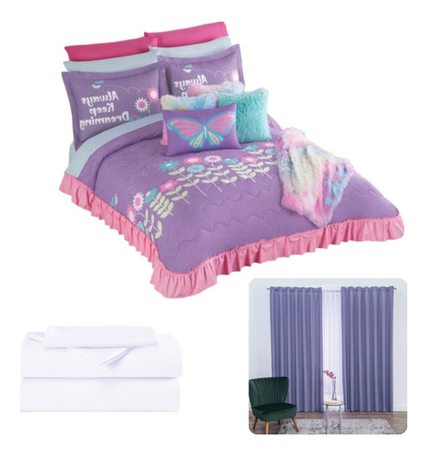 Colcha Sally Mat + Fundas, Cojín, Sábanas Y Cortinas Concord