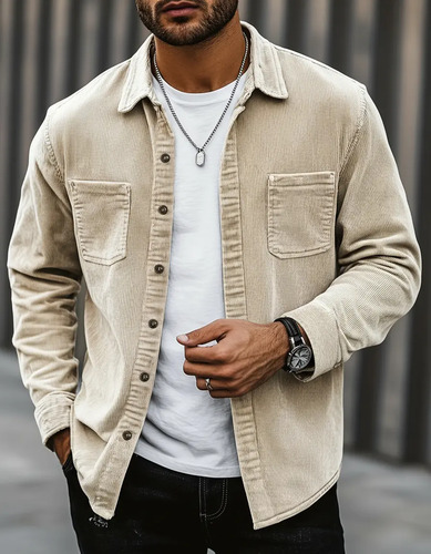 Chaqueta De Hombre De Corduroy Casual Vintage Manga Larga | MercadoLibre